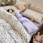 Pink Floral Bedding Set Soft Single Double Queen Size Duvet Cover Flat Sheet Pillowcase