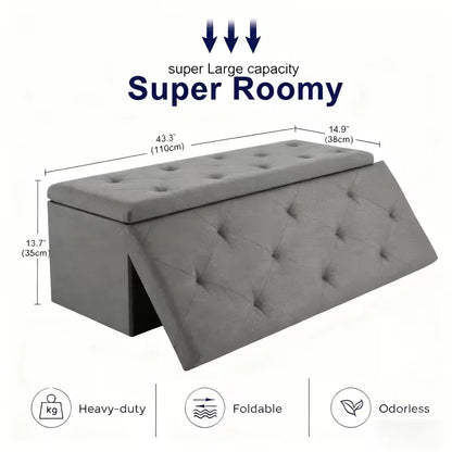 Heavy Duty Folding Storage Ottoman Bench