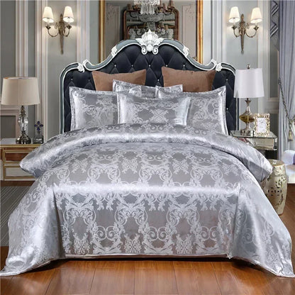 Luxury Satin Jacquard Single Double Duvet Cover Set High End European Wedding