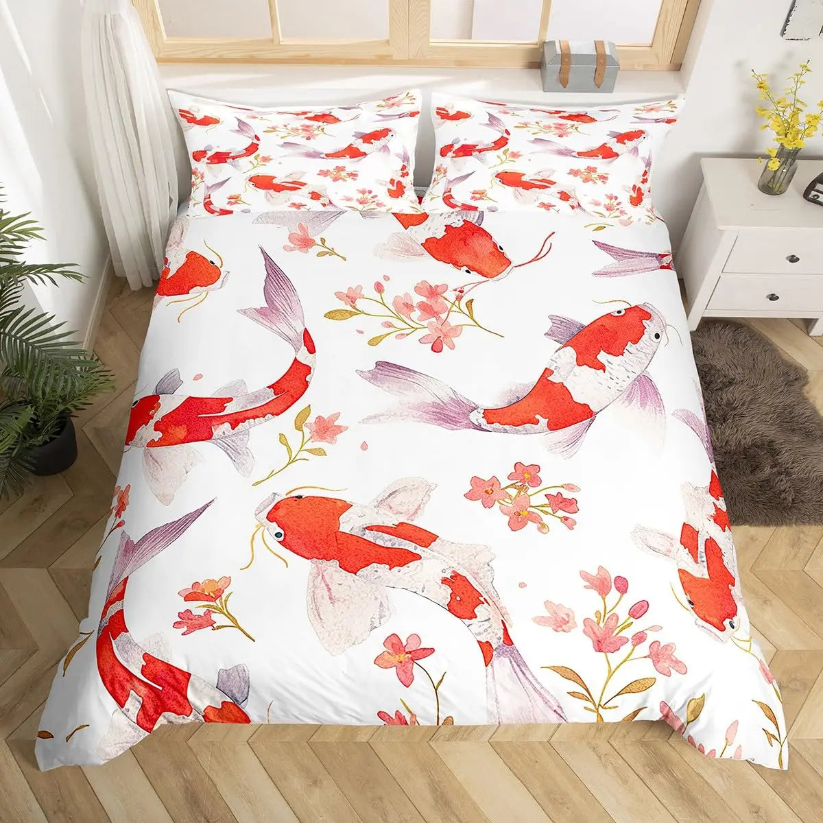 Koi Duvet Cover Sets for Kids Teens Adults Queen Size Quilt Covers
