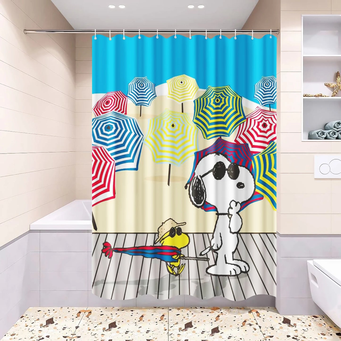 Snoopy Anime Shower Curtain, Bathroom Accessories