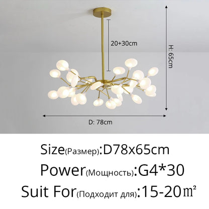 Branch Shape Firefly Ceiling Chandelier for House Baby Kid  Living Room Bedroom Decor G4 Led Lighting Indoor Hanging Lamp