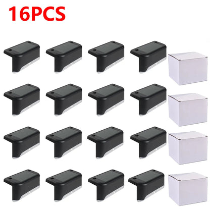 Warm White LED Solar Step Lamp Path Lights Waterproof Balcony, Patio Stair, Fence Light.