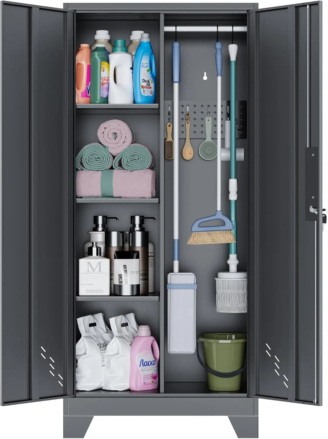 Metal Storage Cabinet W / Locking Doors, Garage, Bathroom Storage Cabinet