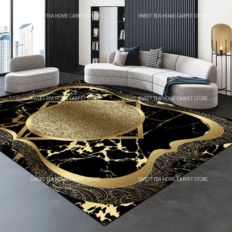 Modern Golden Luxury Carpet Large Living Room Decoration