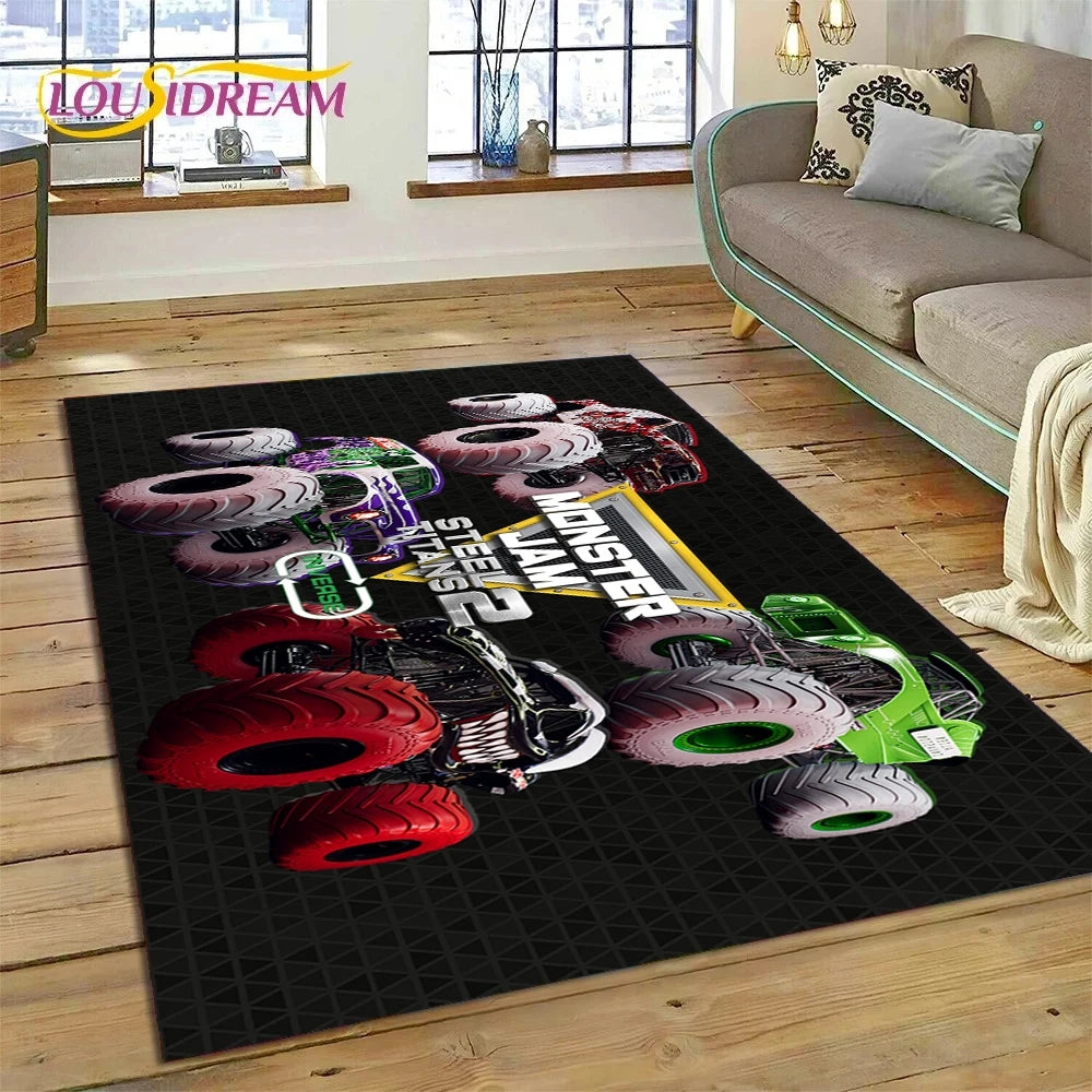 Monster Truck Monster Jam Cartoon Rug Carpet