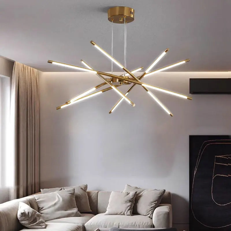 LED Tube Chandelier Living Room Bedroom Dining Room Kitchen Modern Home Decoration Hanging Light Indoor Lighting