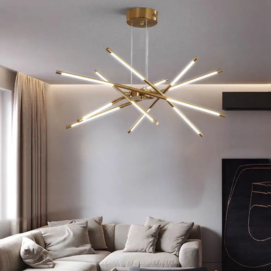 LED Tube Chandelier Living Room Bedroom Dining Room Kitchen Modern Home Decoration Hanging Light Indoor Lighting