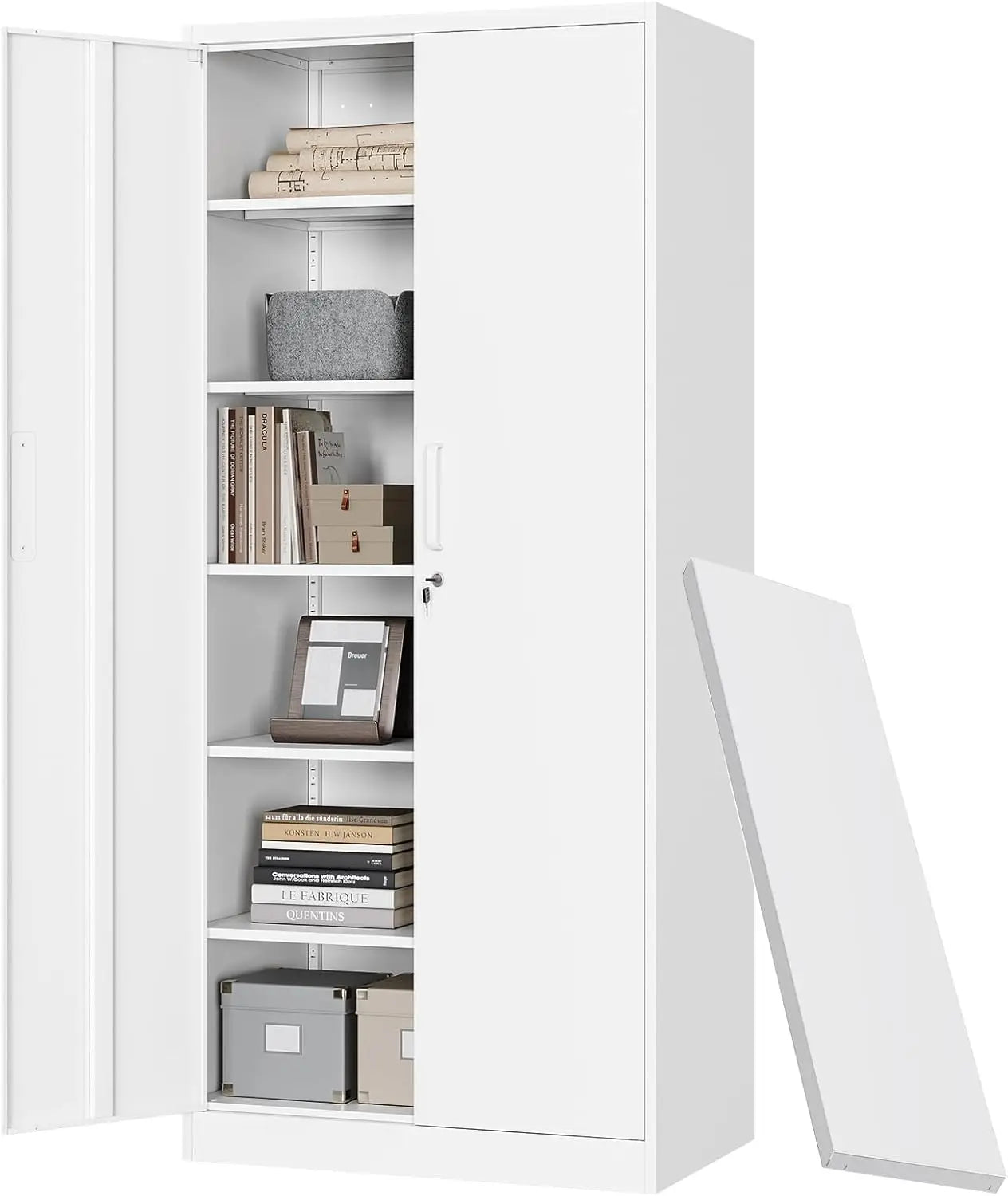 Metal Storage Cabinets W / Lock Doors Adjustable Layers Shelves