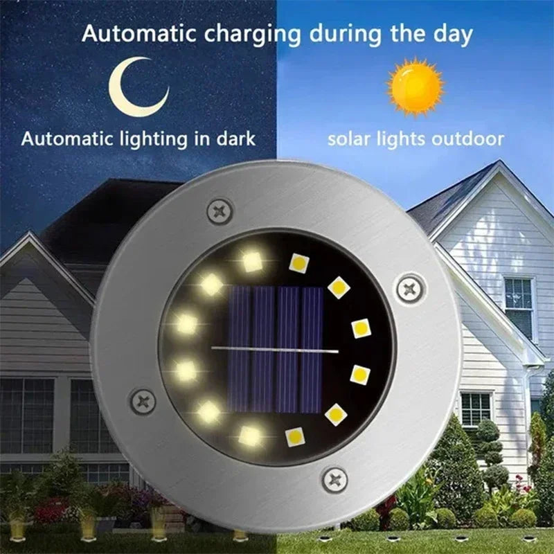 1/4/8Pcs Solar Lights Outdoor 8/20LEDs Disk Underground Lamp