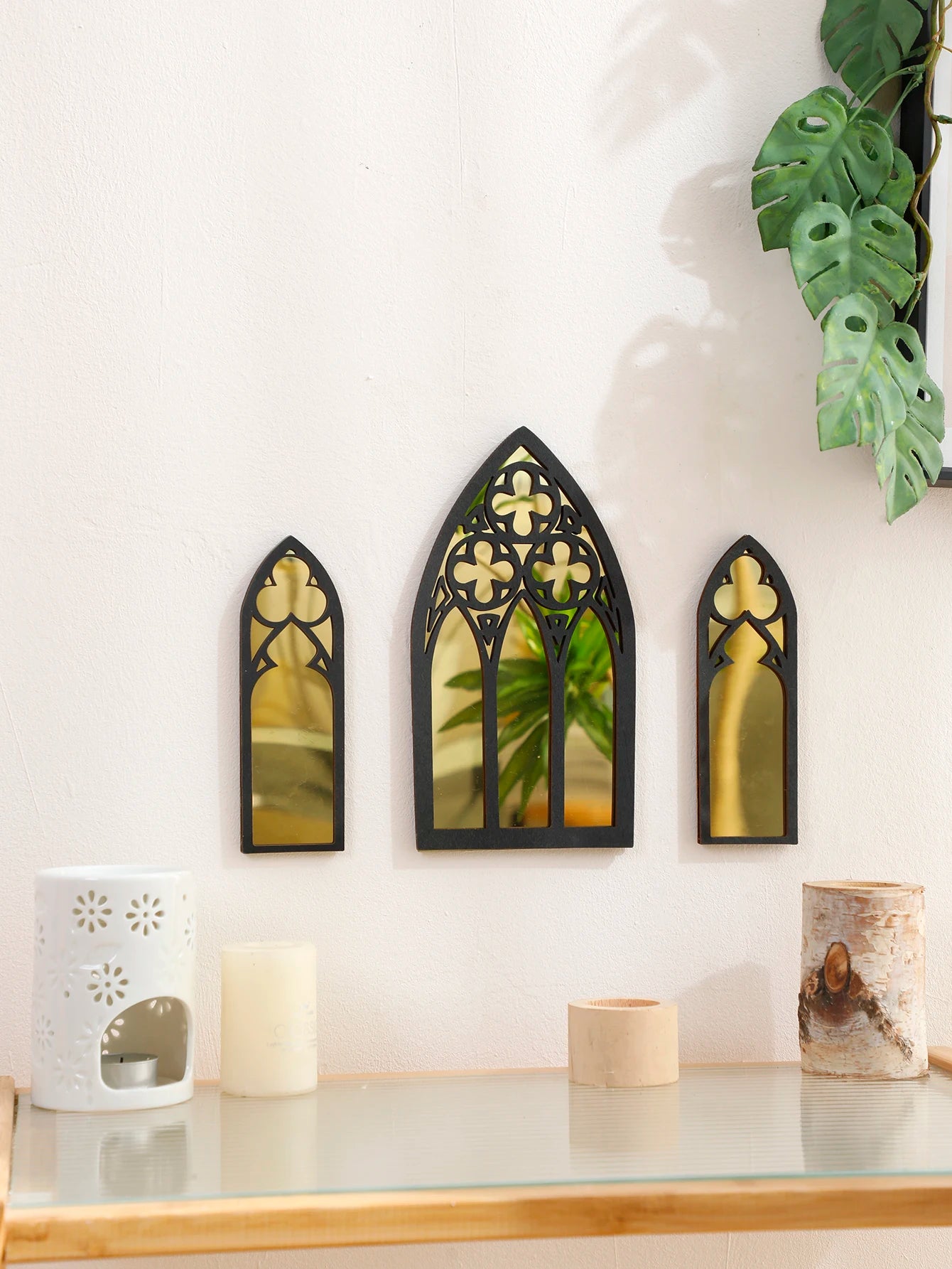 3 Pcs Wall Home Decorative Gothic Mirrors