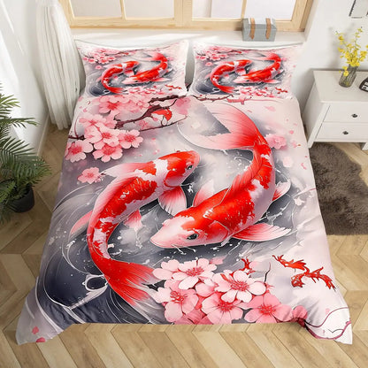 Koi Duvet Cover Sets for Kids Teens Adults Queen Size Quilt Covers