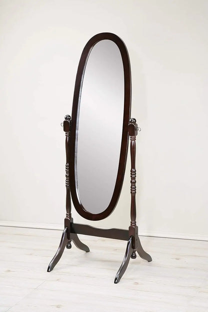 Furniture rotating adjustable full-length oval wooden knight floor mirror