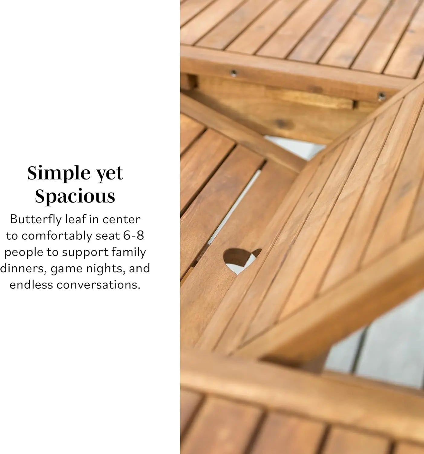 Maui Modern Solid Acacia Wood Slatted Patio Dining Table, 78 Inch, Brown