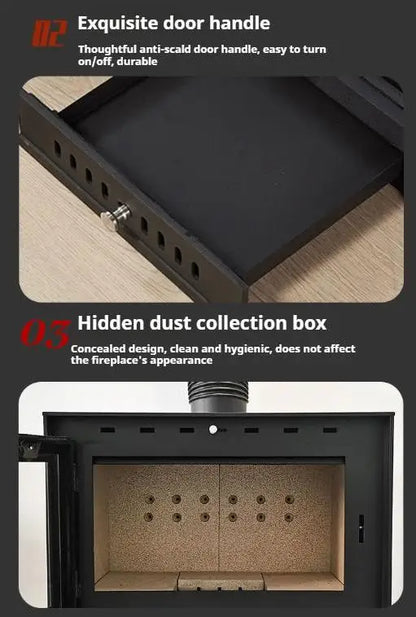Real Fire Burning Wood Fireplace with Stainless Steel Heating Stove