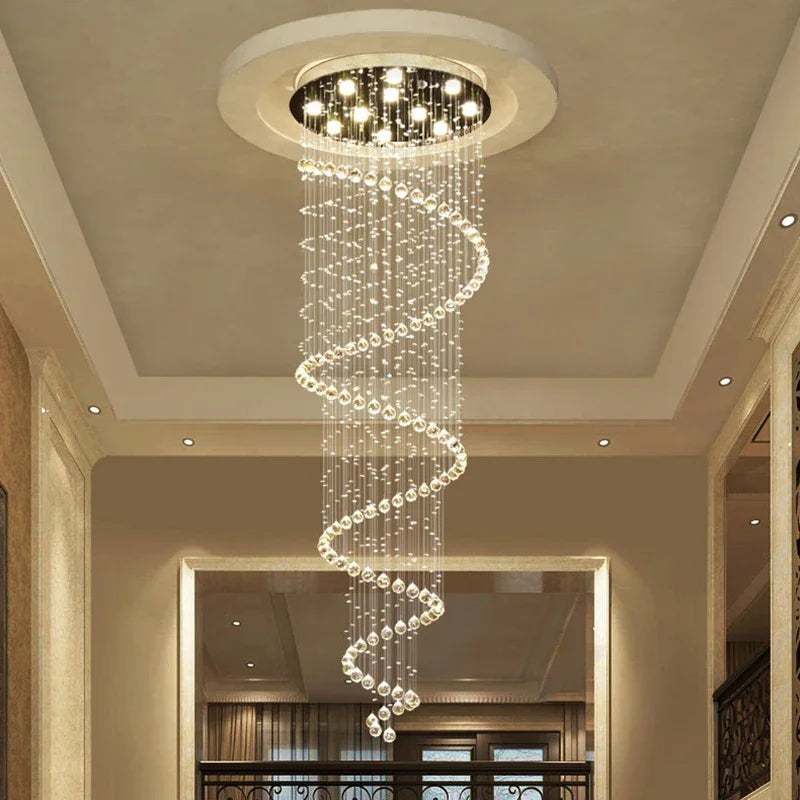 Spiral Crystal LED Ceiling Chandelier Light
