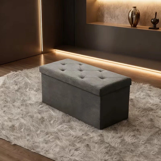Heavy Duty Folding Storage Ottoman Bench