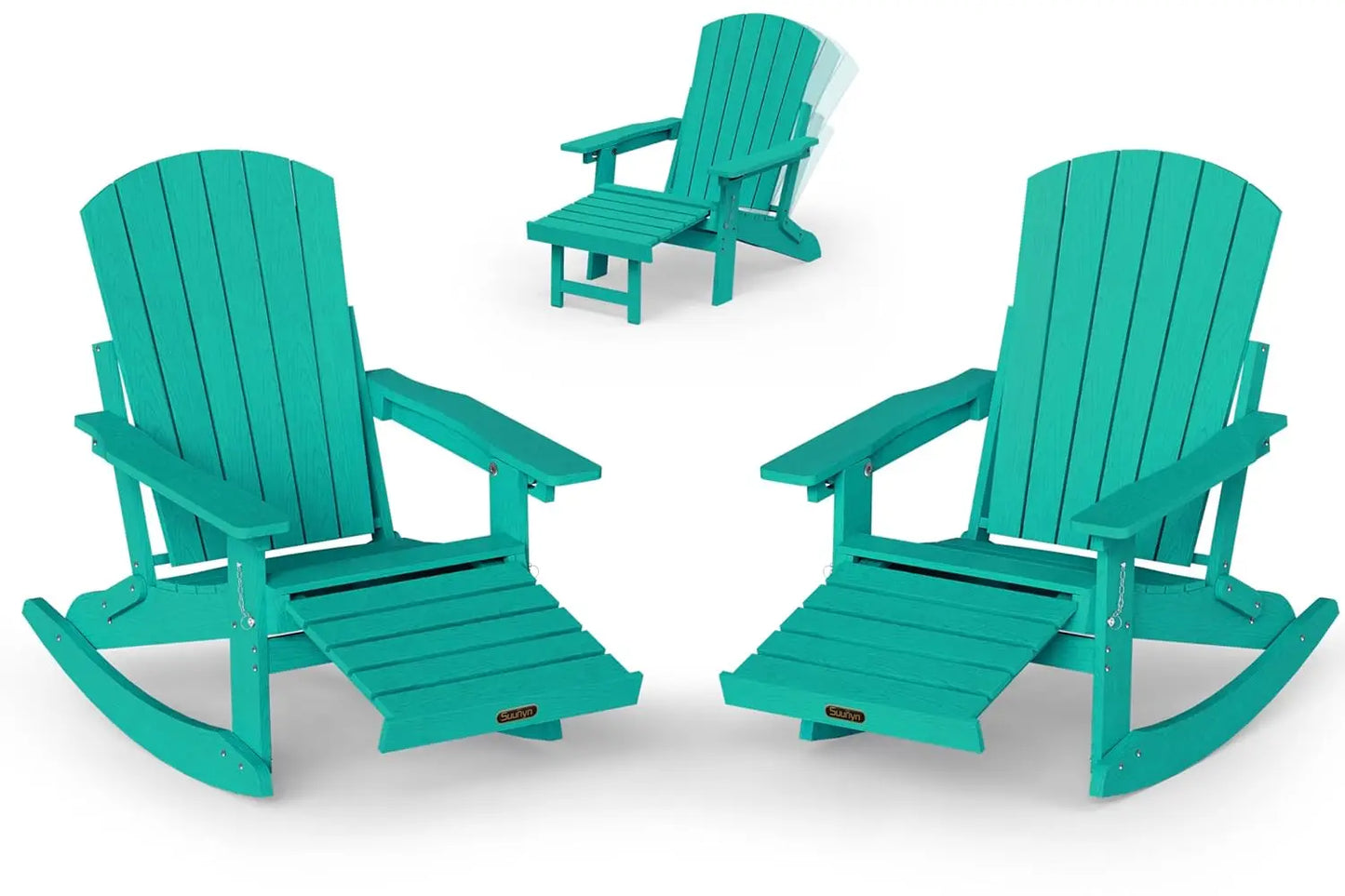 Adirondack Rocking Chair with Retractable Ottoman Set