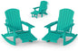 Adirondack Rocking Chair with Retractable Ottoman Set