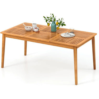 Outdoor Acacia Wood Dining Table for 6 People, 67” x 35”