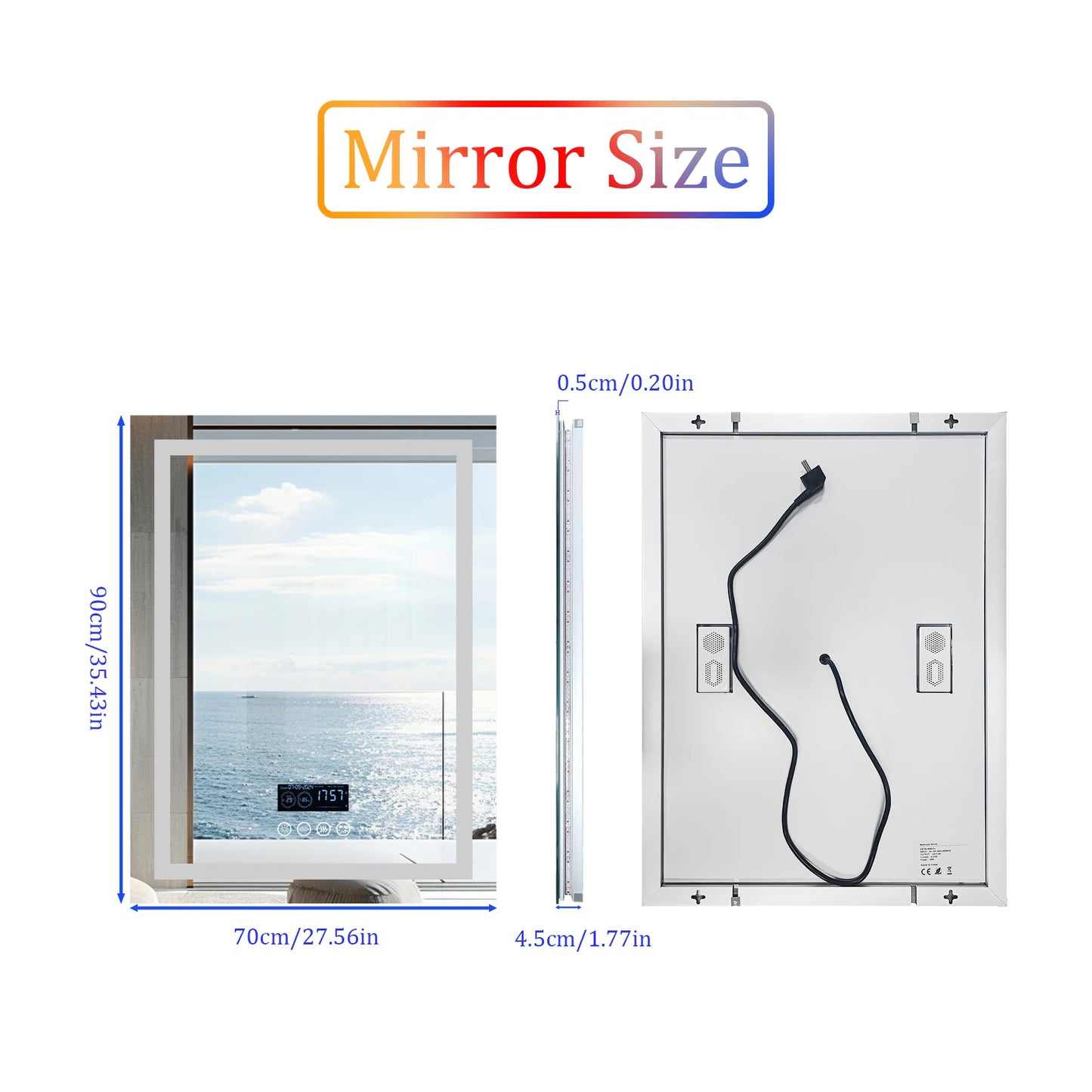 Lighted Bathroom Mirror w/ Bluetooth Speaker Smart