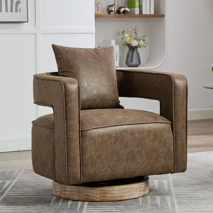 Upholstered Swivel Accent Chair Set of 2 Linen Open Back