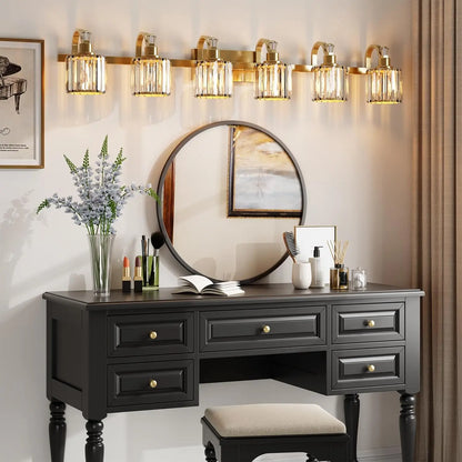 Crystal Gold Bathroom Vanity Light 6 Light Modern Bathroom Vanity Light