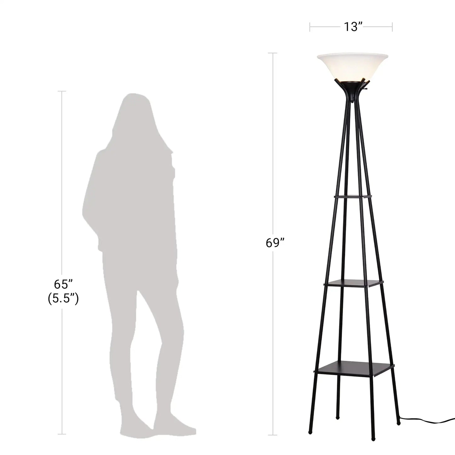 Metal Etagere Floor Lamp Charcoal Finish