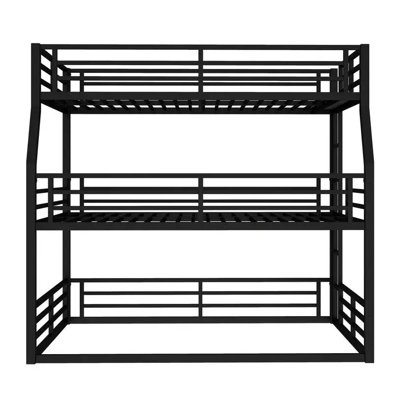 Metal Triple Bunk Bed, Full/Full XL over Queen over Queen with Safety Guardrails,