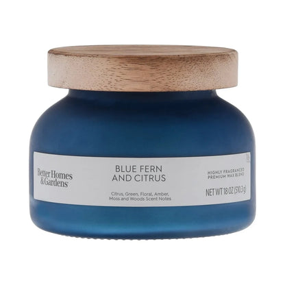 Blue Fern Citrus Scented Candle 2 Wick Jar Candle Long Burn Time 52 Hours