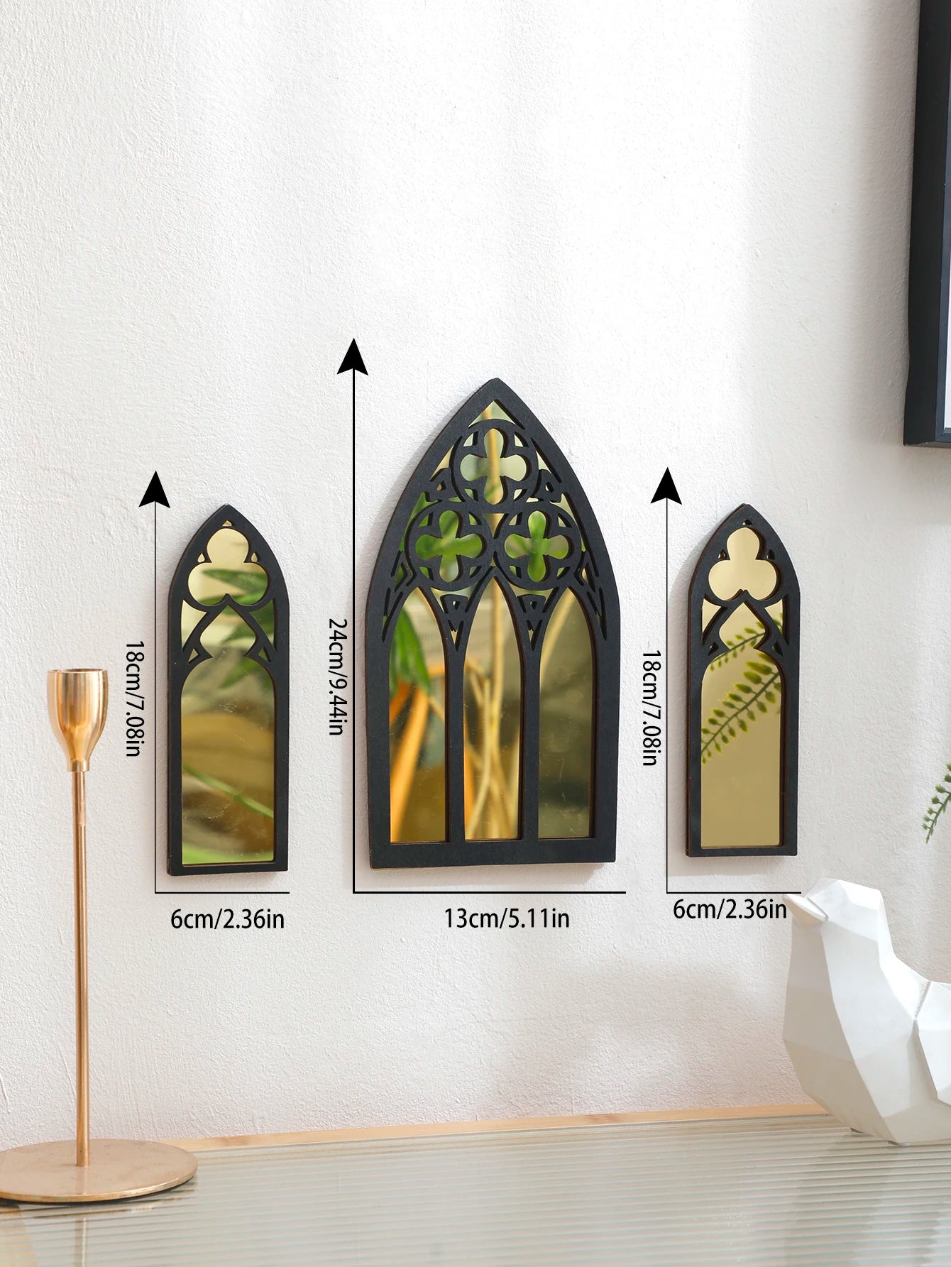 3 Pcs Wall Home Decorative Gothic Mirrors