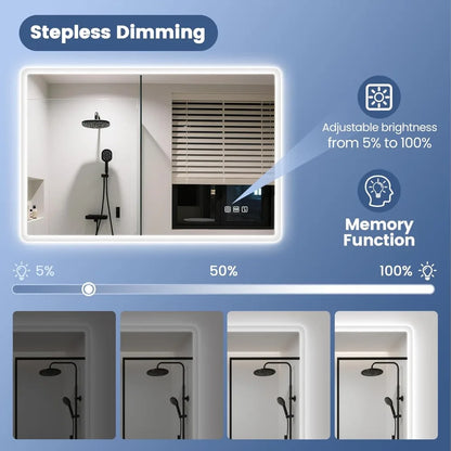 24"x32" LED-Bathroom-Mirror W/ Lights, Wall-Mounted with Bluetooth Speaker
