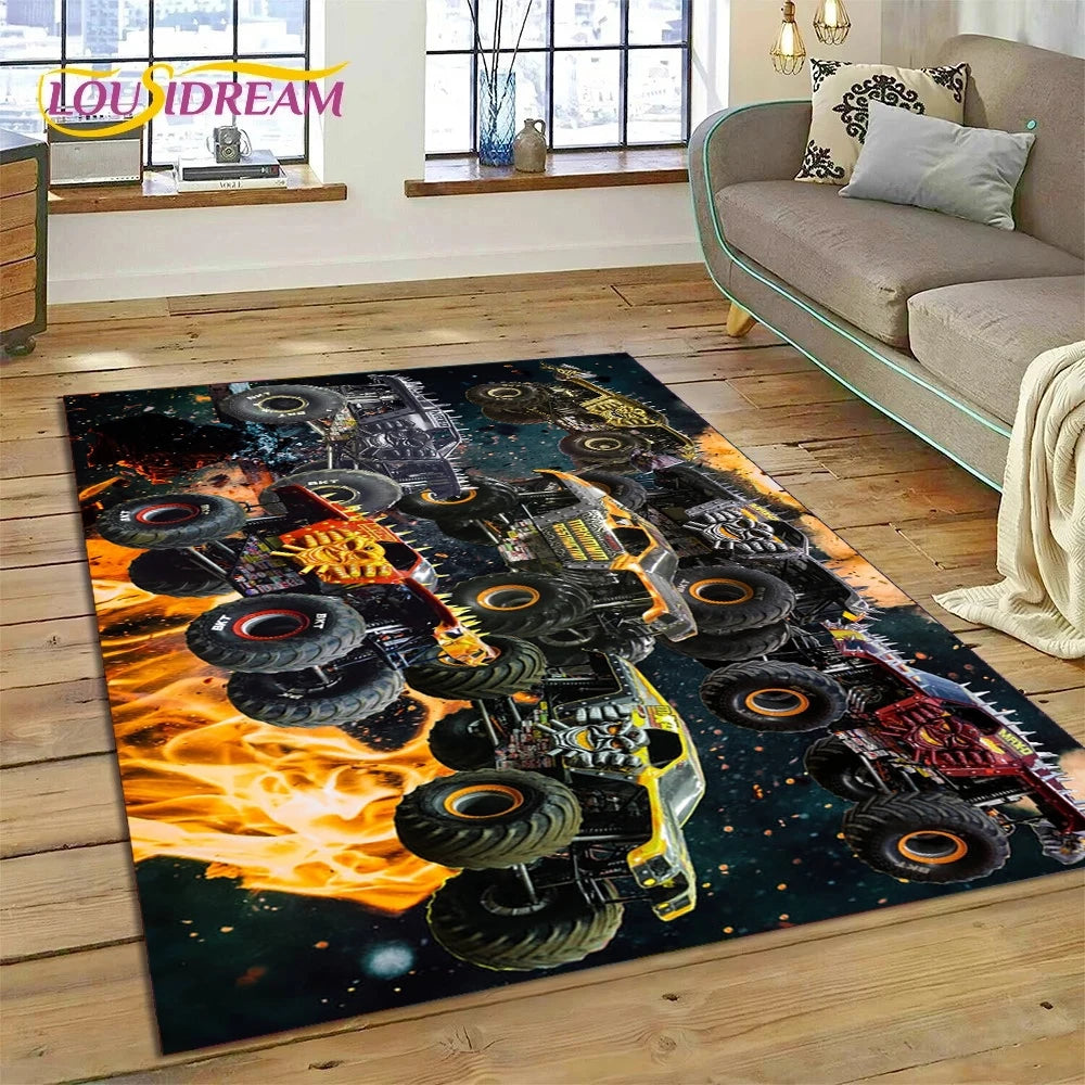 Monster Truck Monster Jam Cartoon Rug Carpet