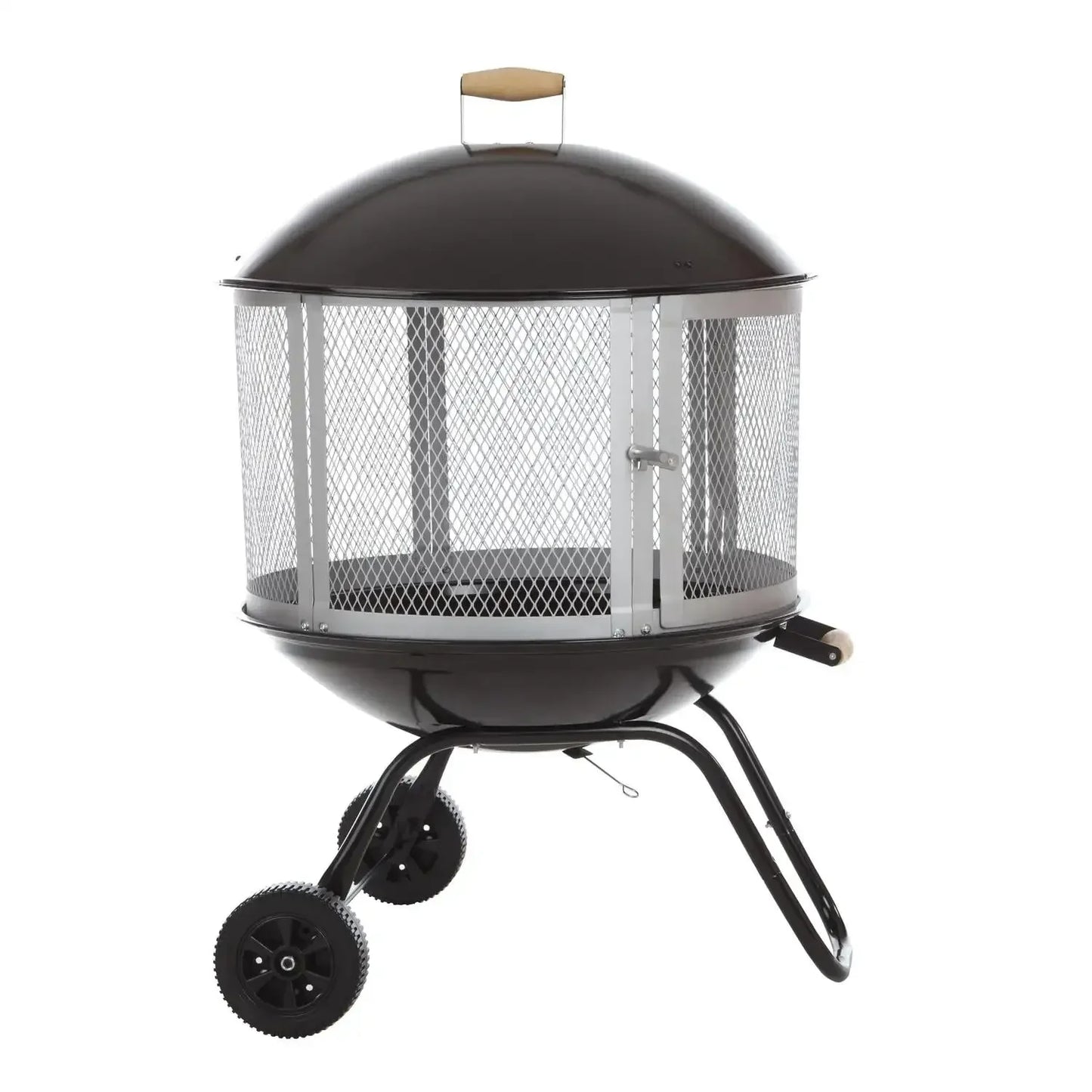（XMSJ-Hot）Fire Pit Bessemer Rolling Patio Fireplace Wooden Bonfire Porcelain Enamel Wood Burning with Wheels