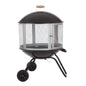 （XMSJ-Hot）Fire Pit Bessemer Rolling Patio Fireplace Wooden Bonfire Porcelain Enamel Wood Burning with Wheels