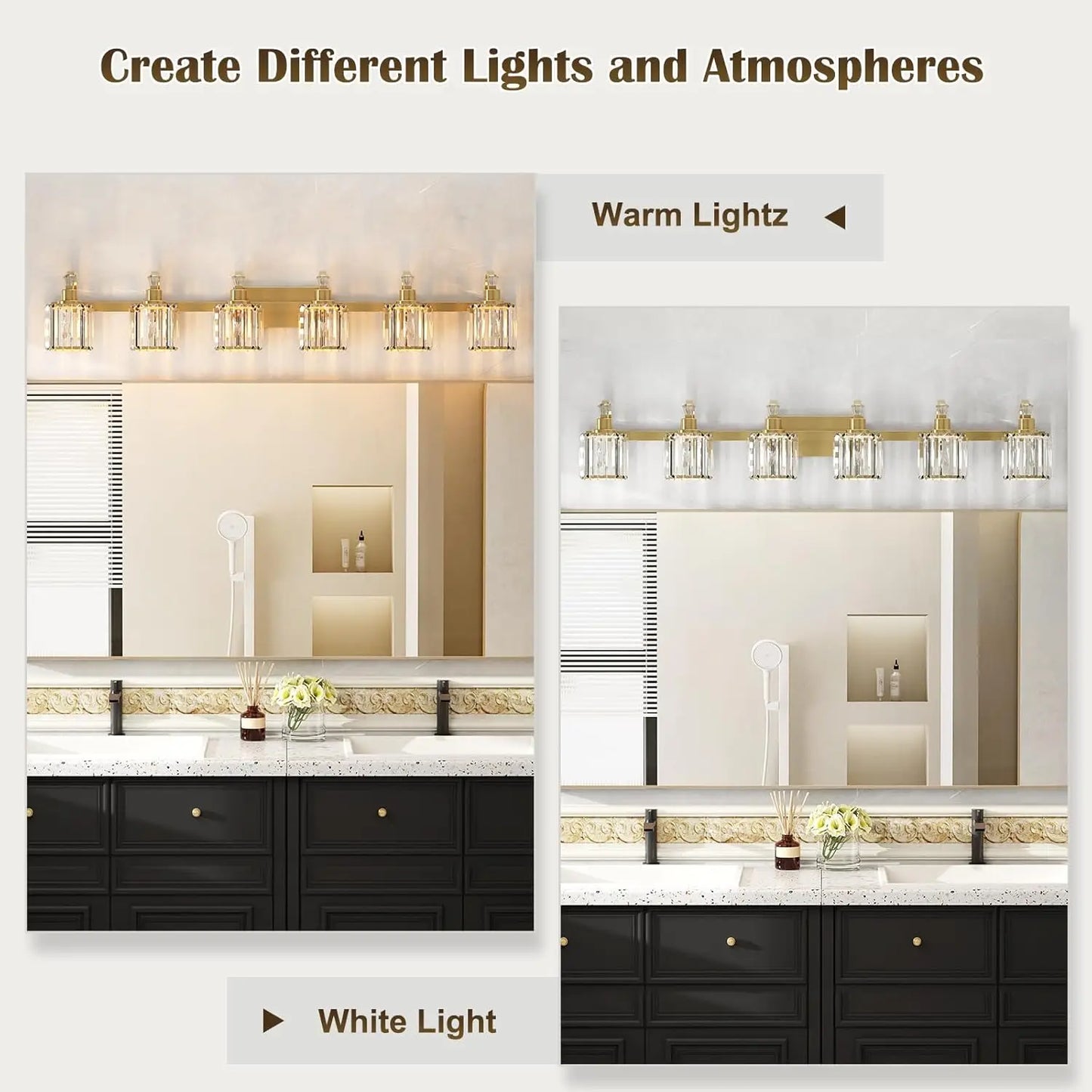 Crystal Gold Bathroom Vanity Light 6 Light Modern Bathroom Vanity Light