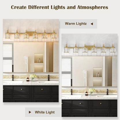 Crystal Gold Bathroom Vanity Light 6 Light Modern Bathroom Vanity Light
