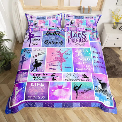 Gymnastics Duvet Cover for Kids Teens Girls Queen Lightweight Quilt Covers