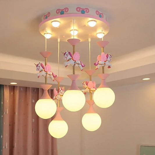 Children's room pendant princess bed cartoon boy girl Nordic creative Pegasus baby lamp