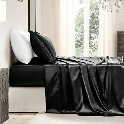 3/4Pcs  Sheet Se Silky & Luxury Bed Set, Soft Deep Pocket Sheets Cooling Bed Set, 1 Fitted Sheet,1 Flat Sheet,1/2Pillowcase