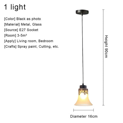 Vintage Chandelier Glass Pendant Lamp Indoor Lighting for Living Room Bedroom Kitchen Lustres Retro Loft Hanging Light Fixture