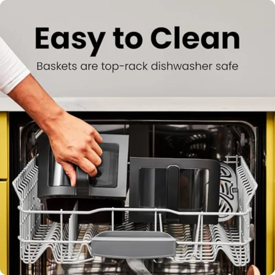 6 Quart Dual Basket Air Fryer Oven with Easy View Windows Sync Finish Technology for Even Heat
