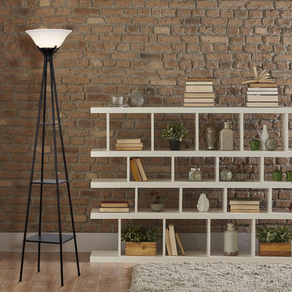 Metal Etagere Floor Lamp Charcoal Finish