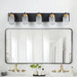 Minimally retro bathroom vanity table lamp, LED 5-bulb glass lampshade, wall mounted decorative light fixture (black)
