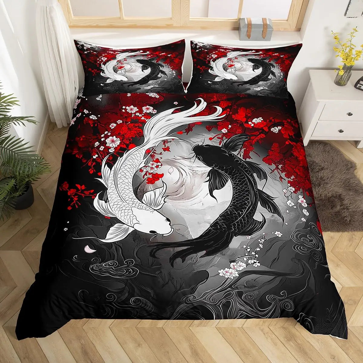 Koi Duvet Cover Sets for Kids Teens Adults Queen Size Quilt Covers