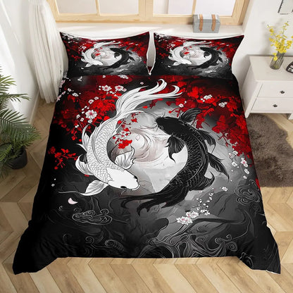 Koi Duvet Cover Sets for Kids Teens Adults Queen Size Quilt Covers