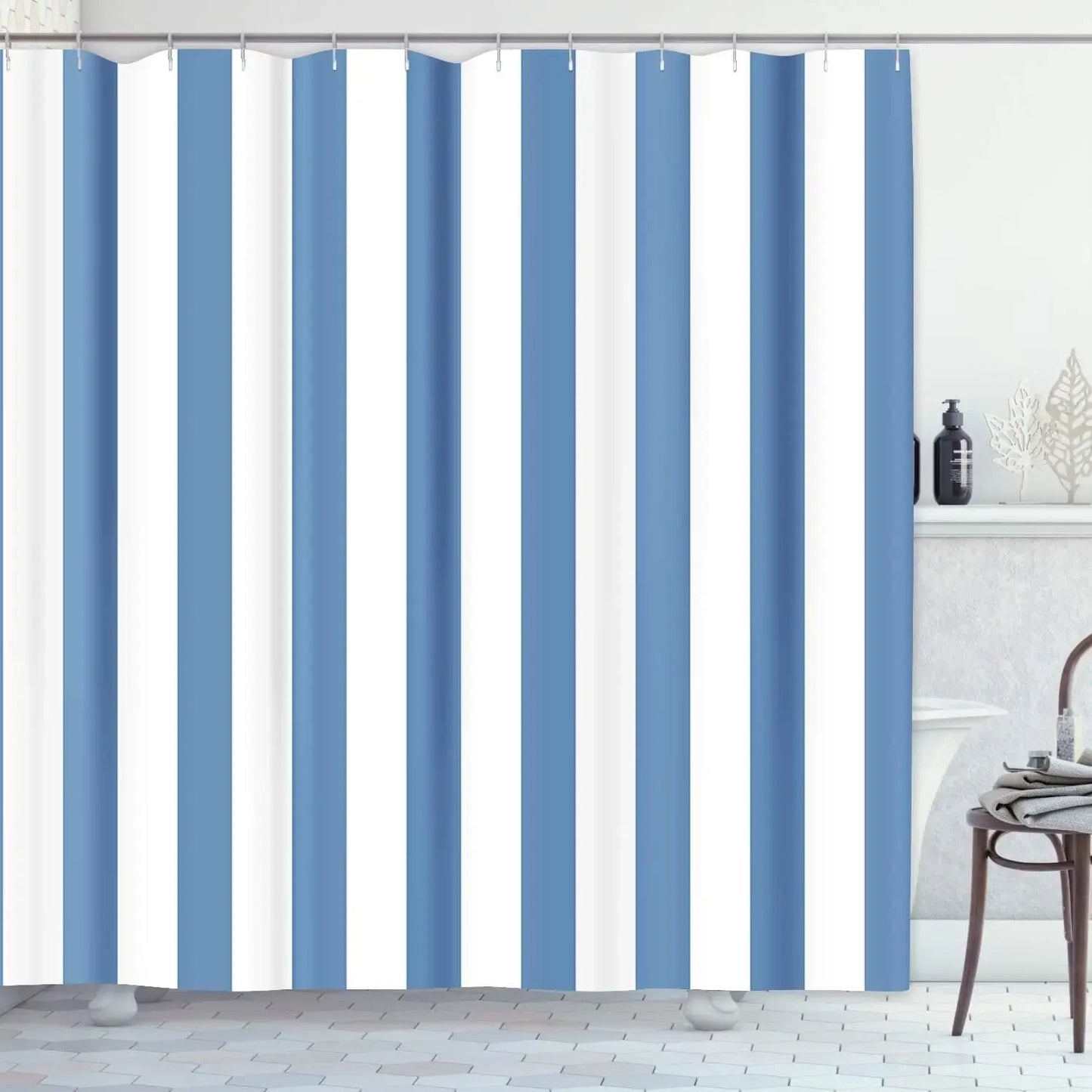 Striped Shower Curtain, Colorful White Modern Fashion
