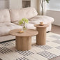 Round Nesting Coffee Tables Set of 2, Wood Slat Side Table