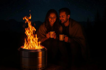 [Limited Time Offer!]Smokeless Fire Pit 19 Inch for Outdoor Wood Burning, Stainless Steel Portable Firepit W/ Ash Pan