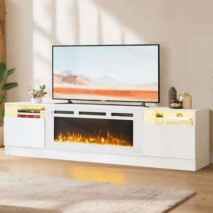 70" TV Stand with 36" Electric Fireplace, Storage Cabinet